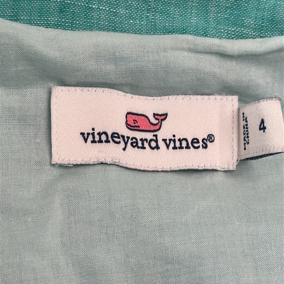 Vineyard Vines Teal Linen Swing Dress Sleeveless Size 4 Beachy Coastal EUC - Picture 8 of 8